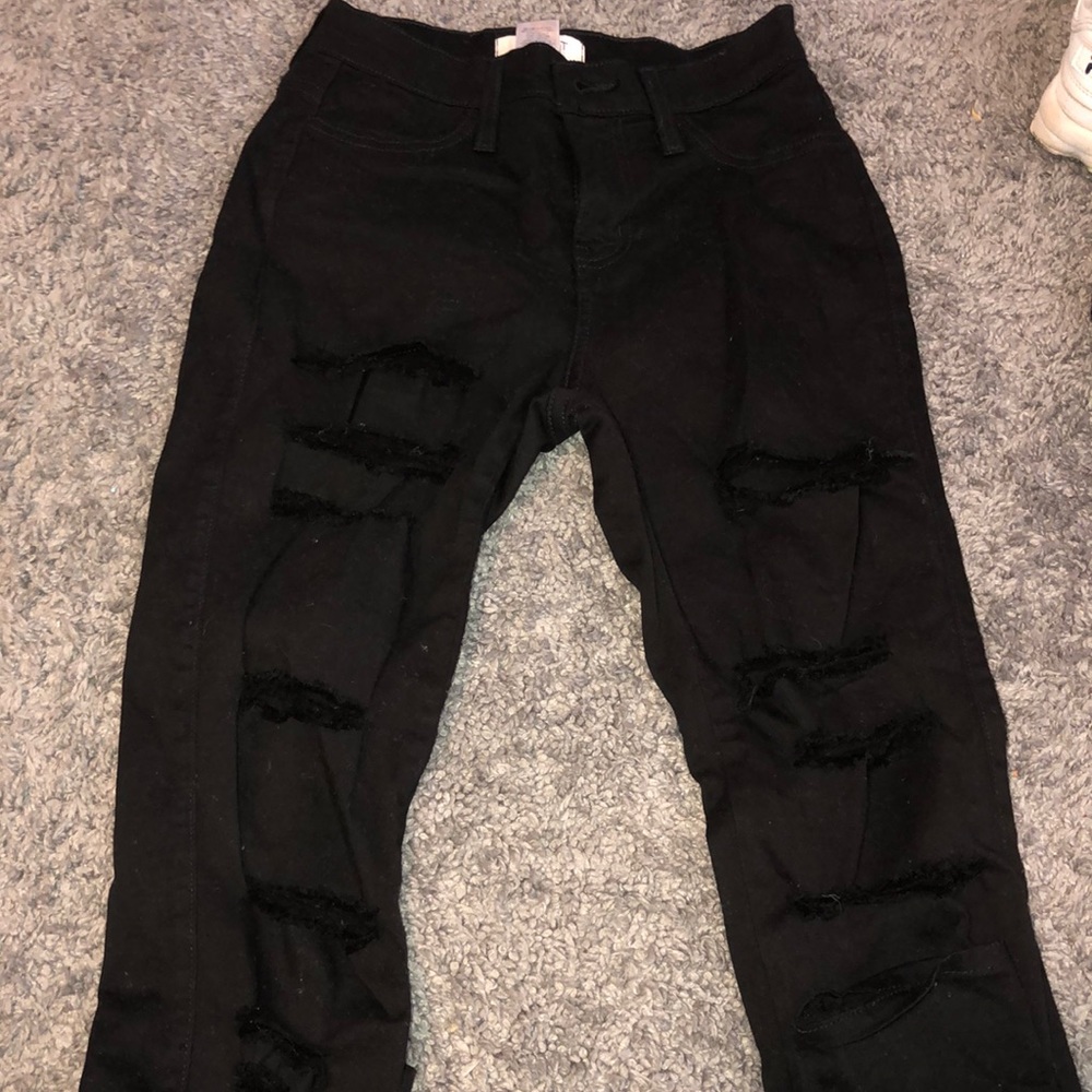 high waisted ripped black jeans